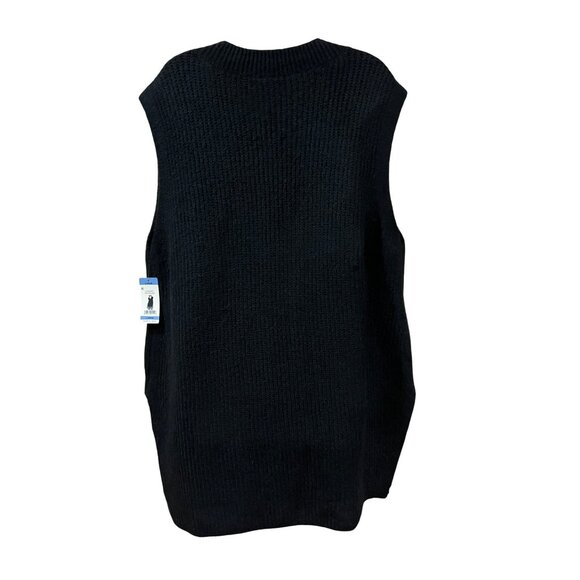 Vince Camuto Ladies Oversized V-Neck Knit Sweater Vest Rich Black L New With Tag - Picture 8 of 9